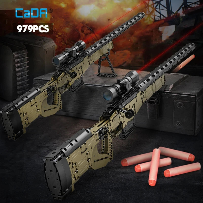 Cada 979Pcs City Technical  Police Military Weapon Sniper Rifle Building Blocks WW2 For Assault Rifle Bricks Toys for Kids Gifts-EXPROTAS