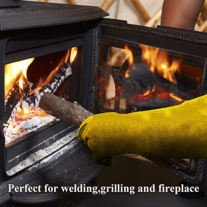 Fire Leather Gloves Heavy Duty Welding Heat Resistant Wood Burner Stoves