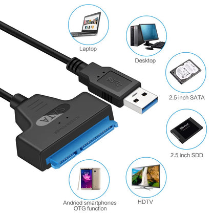 USB 3.0 to SATA Cable 2.5" HDD/SSD Adapter 6Gbps 22-Pin SATA III Cord
