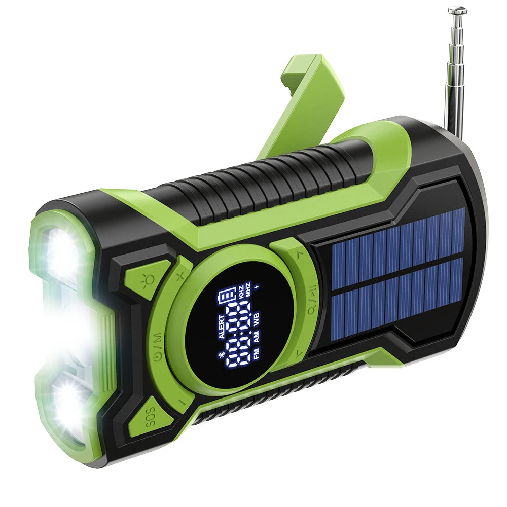 Emergency Crank Solar Radio 5000mAh Portable AM FM Bluetooth Waterproof LED Flashlight - EXPROTAS