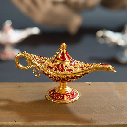 12cm Classic Aladdin Magic Genie Lamp Incense Burner Retro Wishing Oil Decor