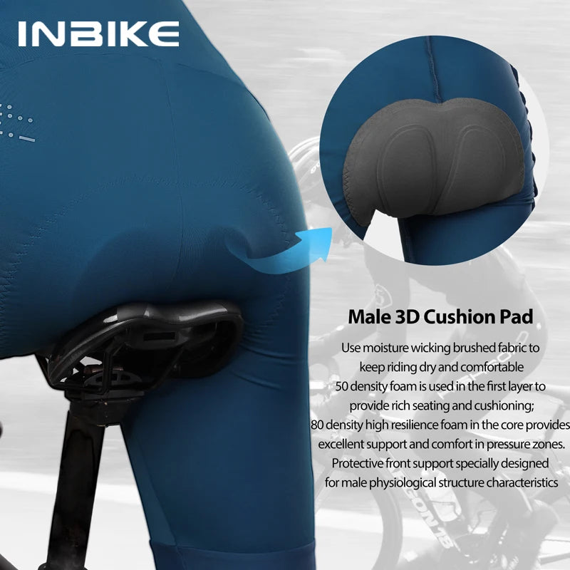 INBIKE Mens Cycling Bib Shorts 3D Padded MTB Road Bike Shorts with Pocket