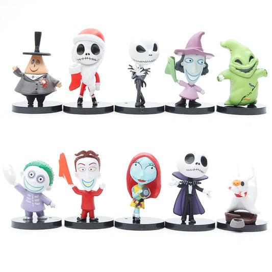 10pcs Nightmare Before Christmas Sally Jack Skellington PVC Vinyl Figure Set