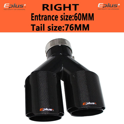 EPLUS Carbon Fiber Y-Shape Dual Exhaust Tip Glossy Black Stainless Universal