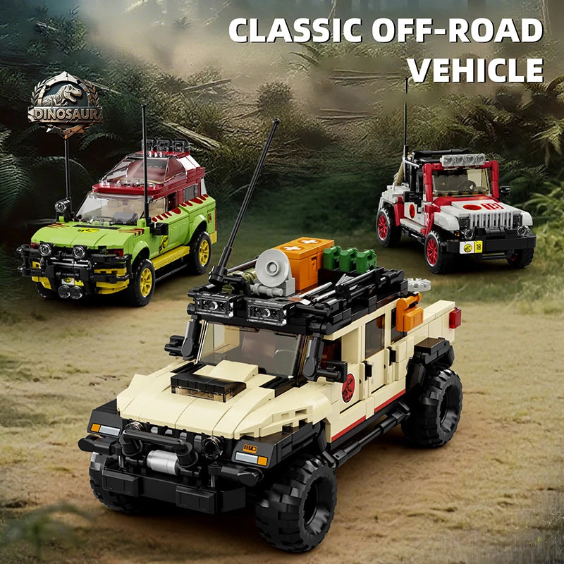 3-in-1 Dinosaur Adventure Off-Road Vehicle Building Blocks 1632pcs Jurassic Toy Gift