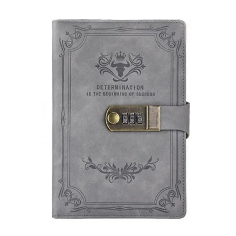 A5 Retro Password Book with Lock 200 Pages Diary Notepad Journal Ledger