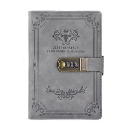 A5 Retro Password Book with Lock 200 Pages Diary Notepad Journal Ledger