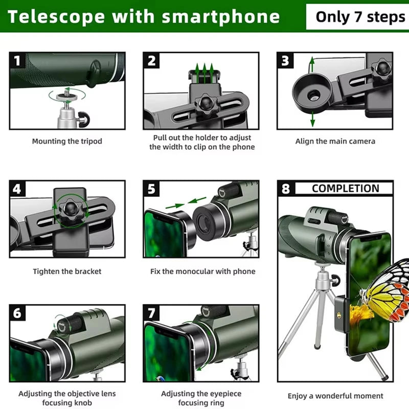 80x100 HD Zoom Telescope Long Distance Folding Outdoor Hunting Camping Travel