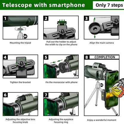 80x100 HD Zoom Telescope Long Distance Folding Outdoor Hunting Camping Travel