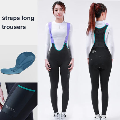INBIKE Womens Winter Cycling Bib Tights Thermal Fleece 3D Padded Road Bike
