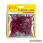 50Pcs Fishing Lures Soft Baits Artificial Worms 8cm Trout Tackle