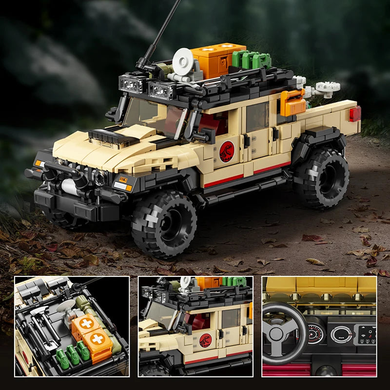 3-in-1 Dinosaur Adventure Off-Road Vehicle Building Blocks 1632pcs Jurassic Toy Gift