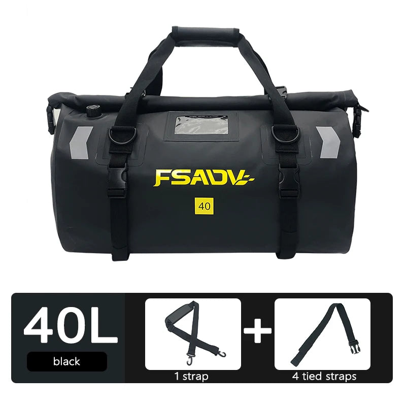 Carbon Black Motorcycle Tail Bag Waterproof 40L 66L Luggage Seat Travel Backpack