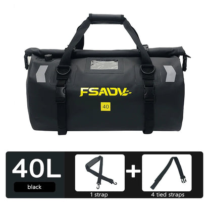 Carbon Black Motorcycle Tail Bag Waterproof 40L 66L Luggage Seat Travel Backpack