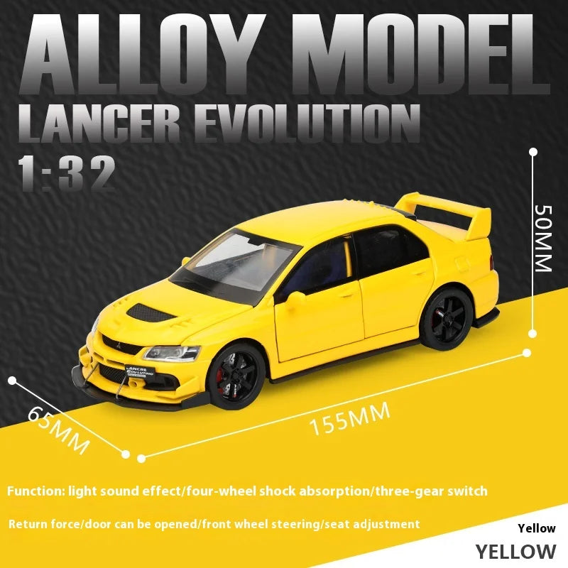 1:32 Mitsubishi Lancer Evolution Diecast Car Model Sound Light Metal Alloy