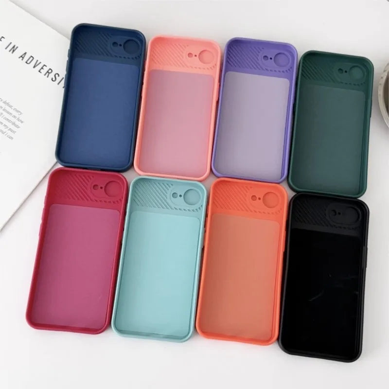 iPhone 11-16E Pro Max Plus Mini TPU Case Slide Camera Cover Shockproof Soft