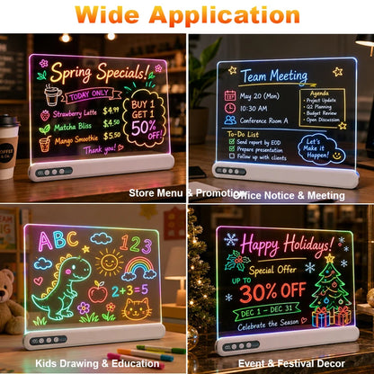 Rechargeable Light LED Drawing Board for Kids Acrylic Neon Message Board