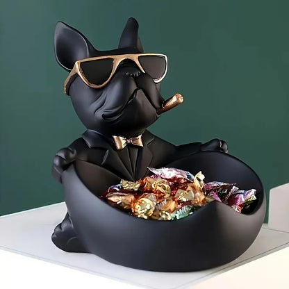 Bulldog Statue Storage Box Cool Dog Resin Animal Decoration Art