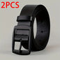 2PC PU Leather Belt for Men Luxury Metal Pin Buckle Jeans Waist Strap