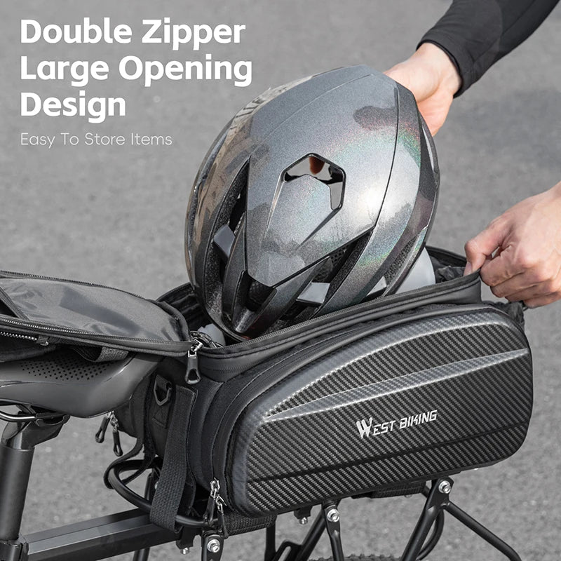 Bicycle Rear Bag Hard Shell Expandable Pannier Rack Carrier for MTB