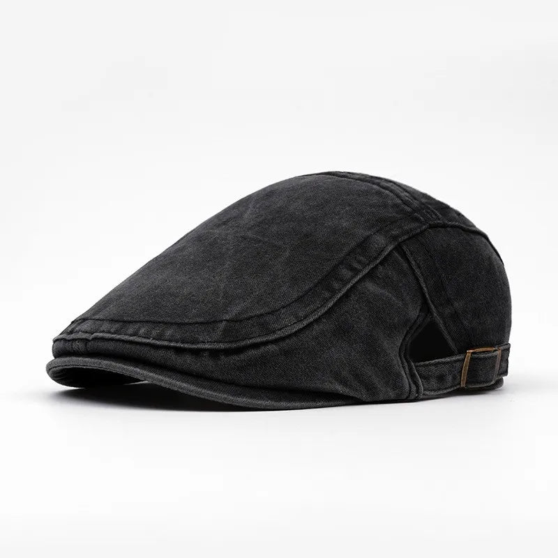 Men's Flat Cap Newsboy Gatsby Retro Driving Hat Washed Denim Outdoor