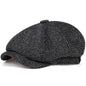 Tweed Peaky Blinders Hat Adjustable Newsboy Cap Herringbone Wool Flat