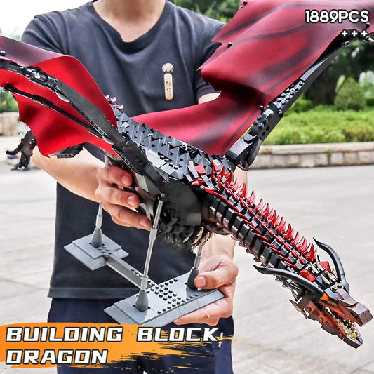1889pcs Creative MOC Giant Dragon Building Blocks Bricks Model Movie Series Childrens Assembly Toys for Boys Kids Birthday Gifts-EXPROTAS