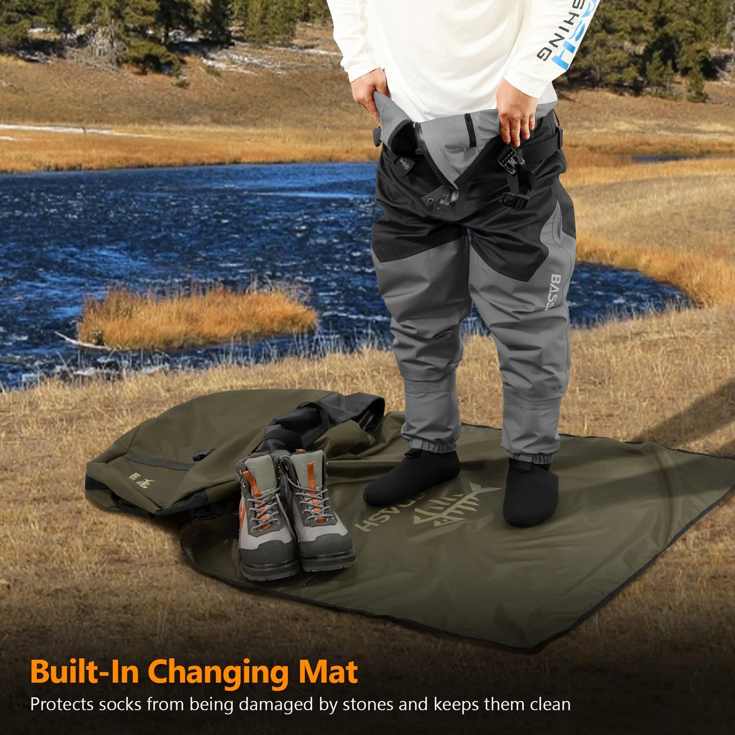 Foldable Fishing Wader Bag BASSDASH FP08 Changing Mat Boot Storage Shoulder Strap