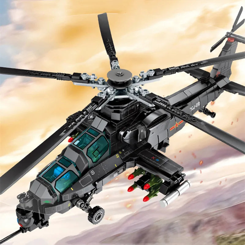 SEMBO Z-10 Military Helicopter Building Blocks 732pcs SWAT Gunship Model Toy Gift