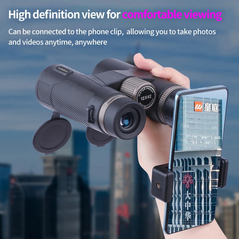 12x42 Ed Lens Binoculars Waterproof HD Prism for Hunting Travel Outdoor