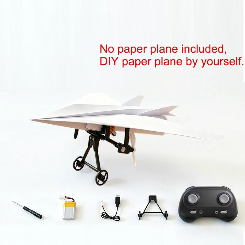 Remote Control Paper Airplane DIY Electric RC Toy Model with Propellers