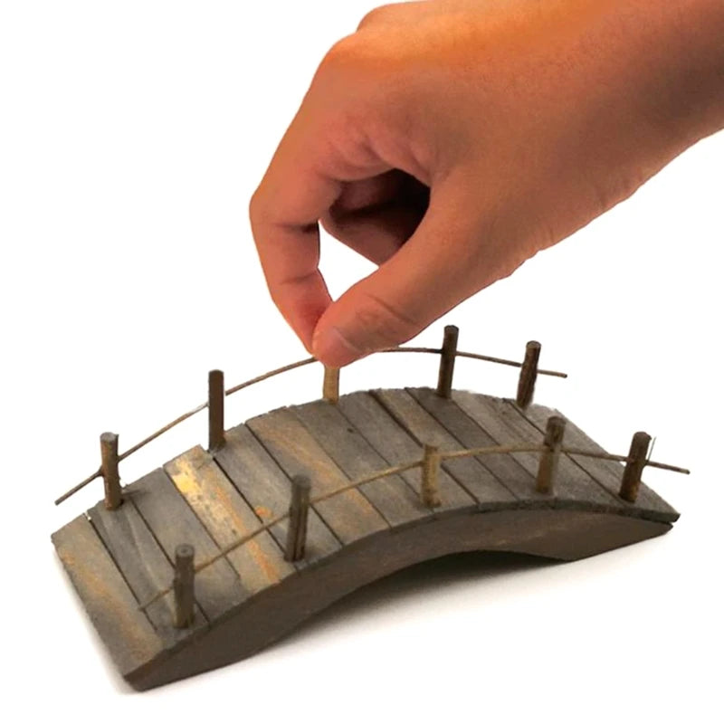 1:12 Miniatures Fairy Garden Wooden Arch Bridge with Railings