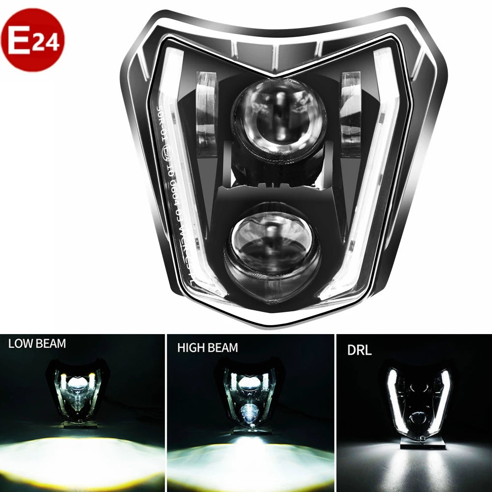 E24 Motorcycle LED Headlight Headlamp DRL Light For KTM EXC EXCF SX SXF XC XCF XCW XCFW 125 150 250 300 350 400 450 505 525 530 - EXPROTAS