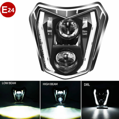 E24 Motorcycle LED Headlight Headlamp DRL Light For KTM EXC EXCF SX SXF XC XCF XCW XCFW 125 150 250 300 350 400 450 505 525 530 - EXPROTAS