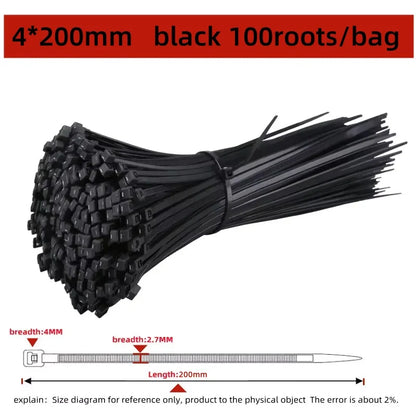 100Pcs Nylon Cable Ties Self-locking Fastening Straps for Home Office