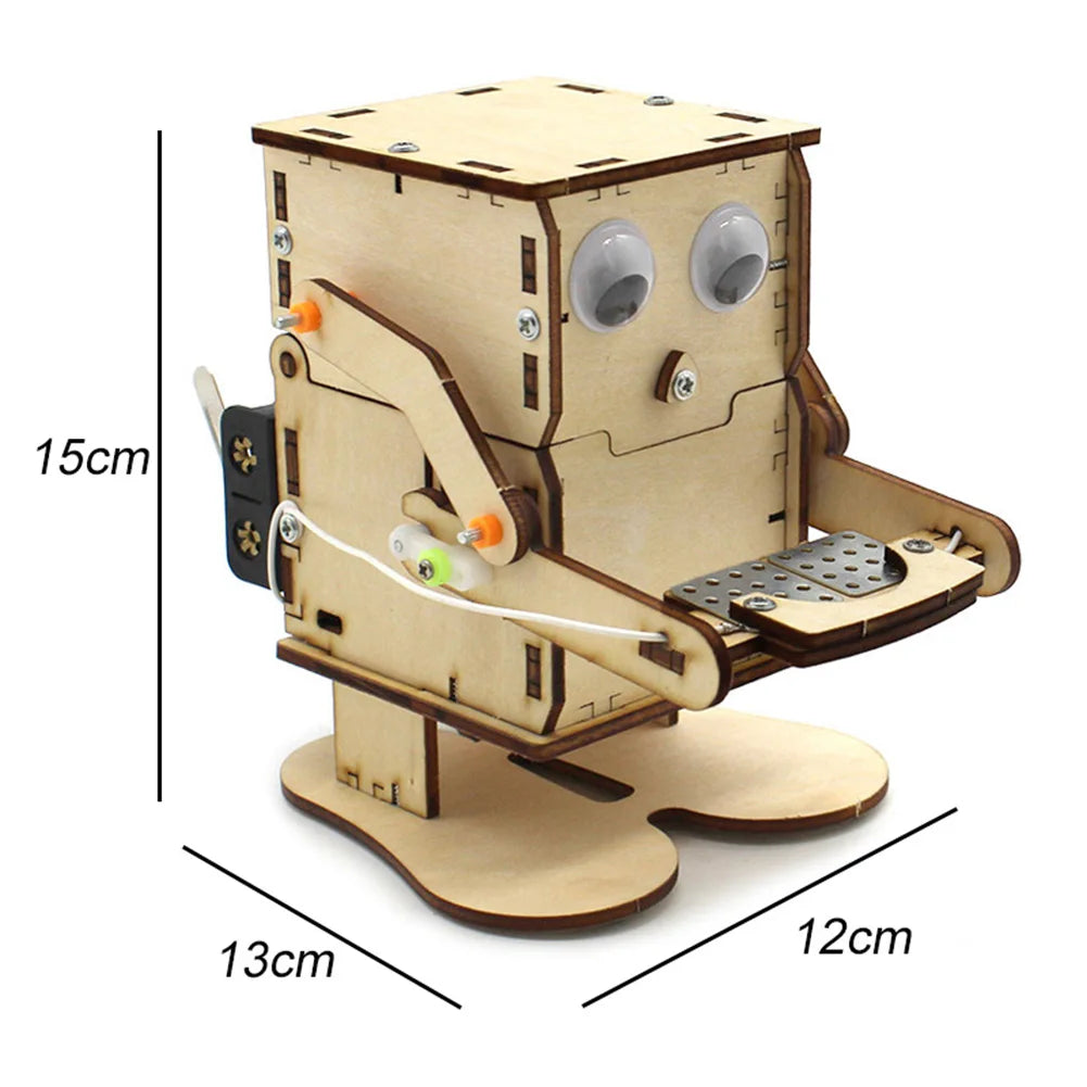 Robot Eating Coin Wood DIY Model Teaching Learning STEM Project Toy