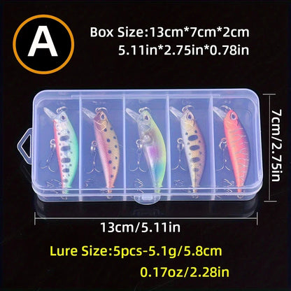 5Pcs Sinking Minnow Fishing Lures Mini Hard Bait for Trout Bass Carp