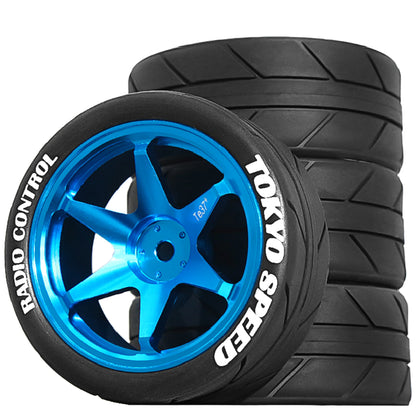 RED SPIDER 65mm Wheel Tires 12mm Hex Blue Rim for 1/10 1/12 1/14 RC Car