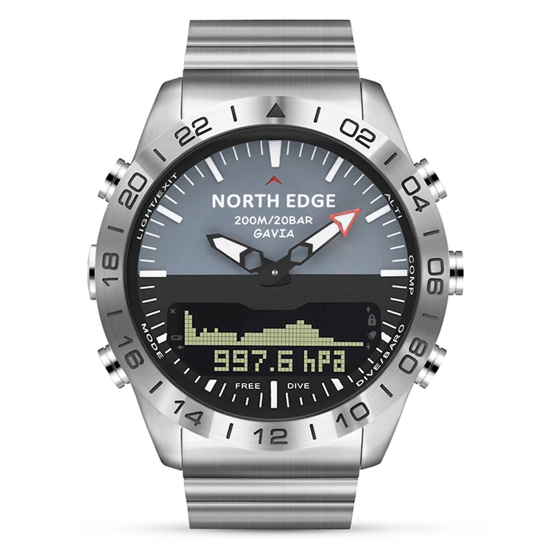 North Edge Men's 200M Waterproof Dive Watch Digital Compass Altimeter
