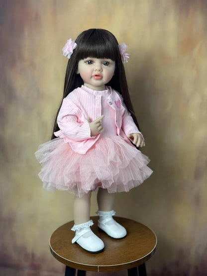 BZDOLL 55CM 22Inch Can Stand Reborn Baby Lifelike Girl Doll Full Soft Silicone Body Princess Toddler Bebe Birthday Gift-EXPROTAS