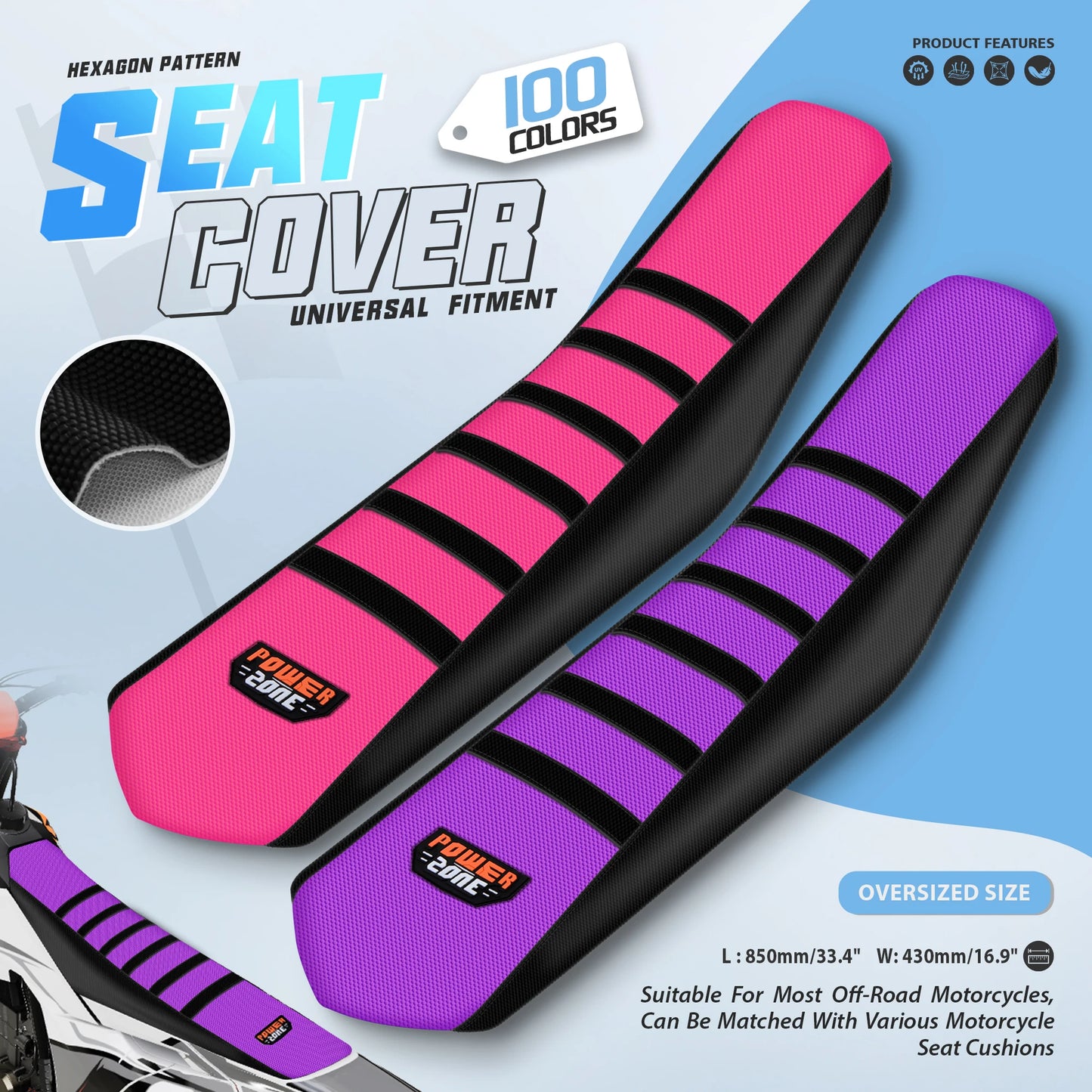 Soft Non-Slip Ribbed Dirt Bike Seat Cover Universal for SXF EXC KXF CRF