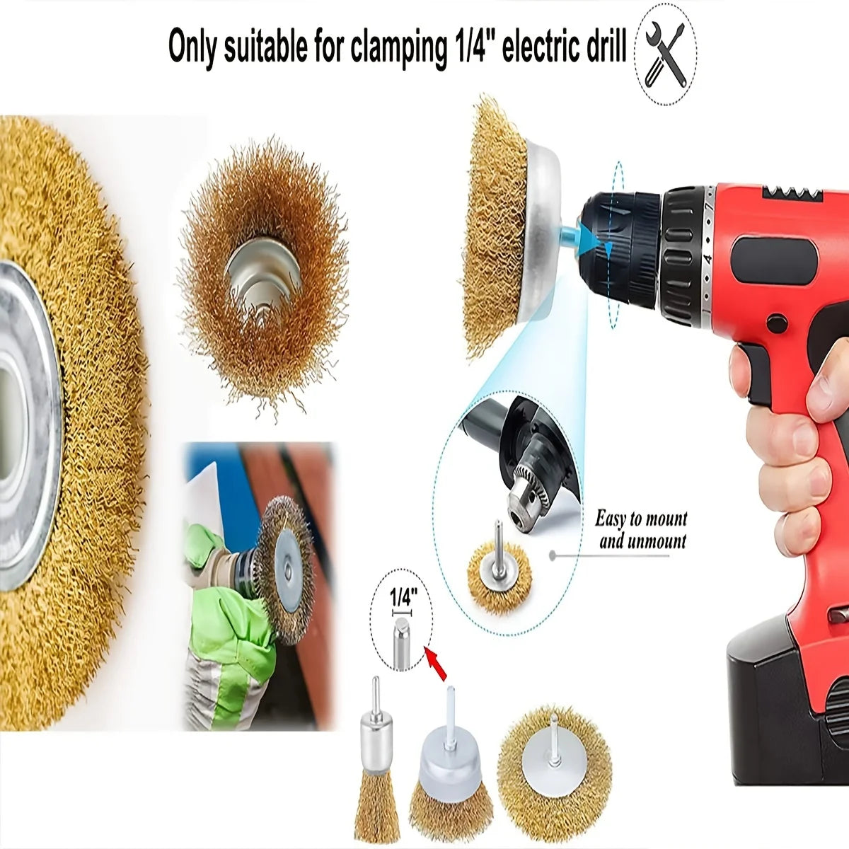 10 Pack Wire Brush Wheel Cup Brushes Coarse Crimped 1/4 Inch Shank Drill