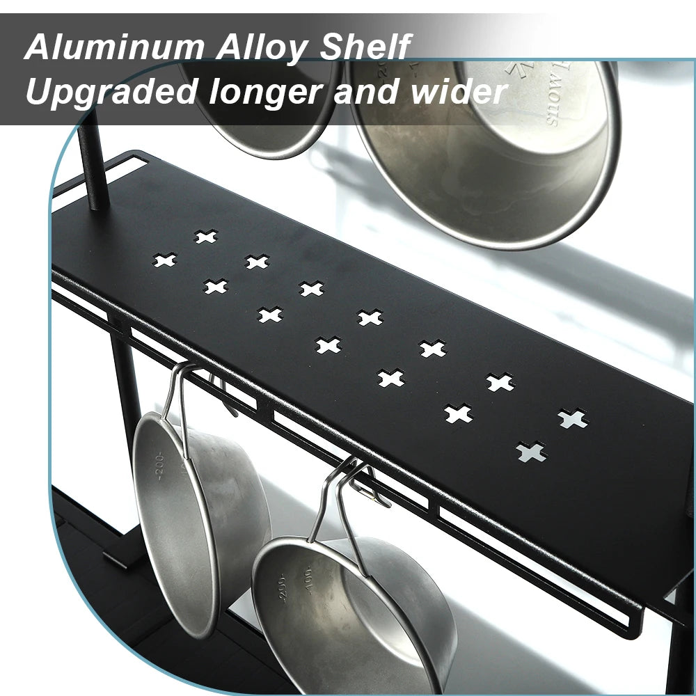 Lightweight Camping Storage Shelf Aluminum Rack Table Lantern Stand