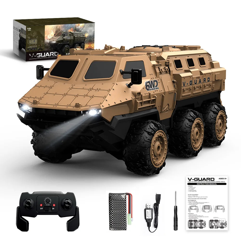 New 1:16 6WD Armored RC Military Truck, 360° Stunt High-Speed Climbing 2.4G Remote Control Toy for Boys