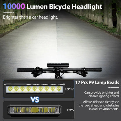 NEWBOLER Bicycle Front Headlight 10000 Lumen 10000mAh USB Rechargeable MTB Road - EXPROTAS