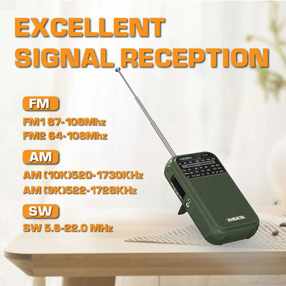 XHDATA D-220 Retro Radio | AM FM SW 4 Band DSP Pocket Portable Receiver