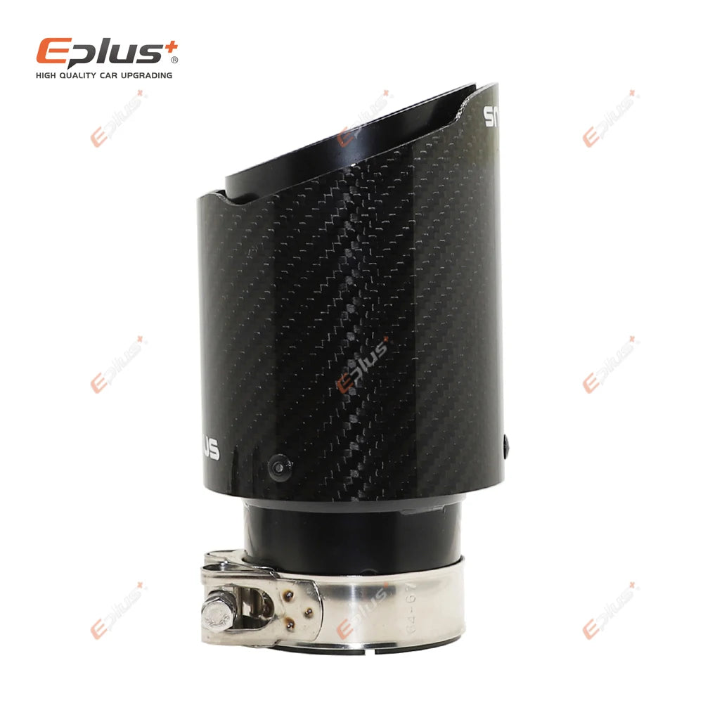 REMUS Car Gloss Carbon Fiber Muffler Tip Exhaust System Pipe Mufflers Nozzle Universal Straight Stainless Black Auto Parts-EXPROTAS