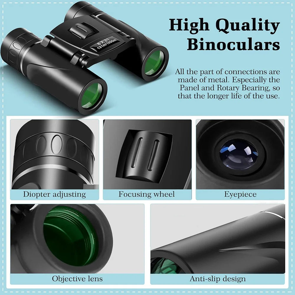 8x21 Compact Mini Binoculars Lightweight Kids Concert Opera Sports Travel