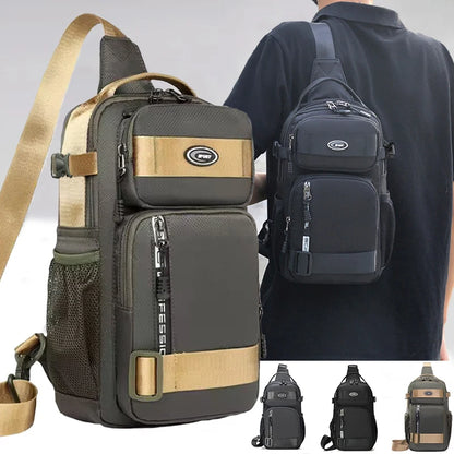 Men's Chest Bag Waterproof Crossbody Sling Backpack Travel Outdoor USB