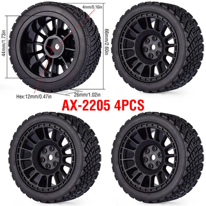 1/10 RC Wheels & Tires Set 12mm Hex On-Road Drift/Rally for Tamiya TT-02 Compatible Chassis